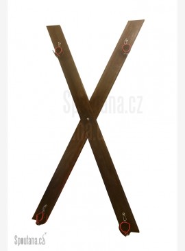 Dřevěný BDSM Kříž s Koženým Řemenem